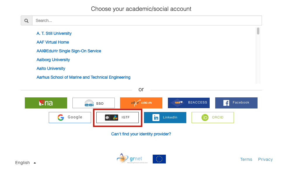 RCIAM IdP discovery IGTF